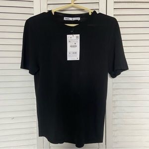 ZARA BASIC EXTRAFINE KNIT TOP XL Black NWT